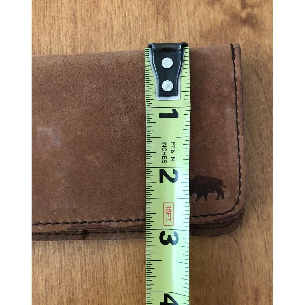 Buffalo Jackson Trading Company Leather Checkbook Wallet Tan Embossed